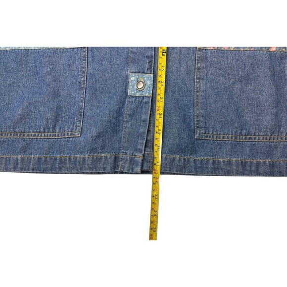 VTG 90s Teddi Light Blue Denim Chore Jacket Emboidered Applique Patchwork Sz 2X - Picture 14 of 16